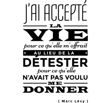Sticker citation La vie Marc Lévy - TenStickers