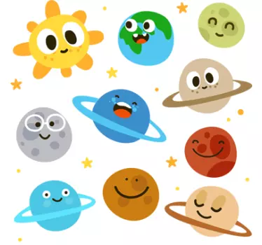 Sticker espace dessin planètes - TenStickers
