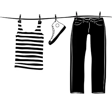 Sticker corde à linge vêtements - TenStickers