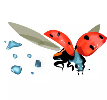 Sticker coccinelle et rosée - TenStickers