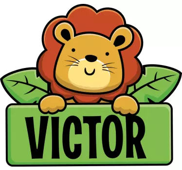 Sticker de Porte Nom de lion personnalisé - TenStickers