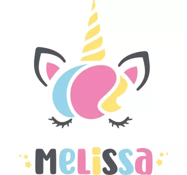 Sticker porte licorne prénom personnalisé - TenStickers