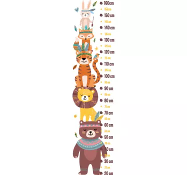 Toise Autocollante Compteur d'animaux indien - TenStickers