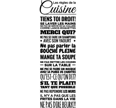 Sticker texte les règles de la cuisine - TenStickers