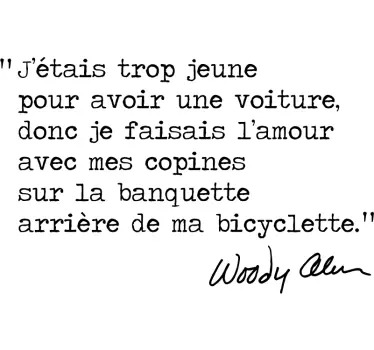 Sticker citation Woody Allen byciclette - TenStickers