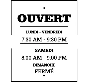 Sticker vitrine horaires d'ouverture - TenStickers