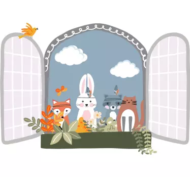 Sticker Illusion Fenêtre d'animaux pour enfants - TenStickers