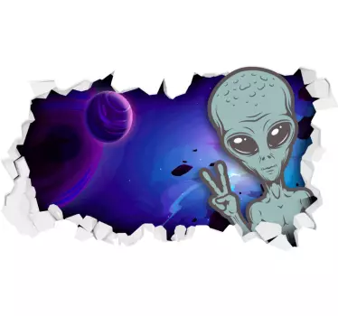 Sticker Illusion Mur cassé extraterrestre - TenStickers