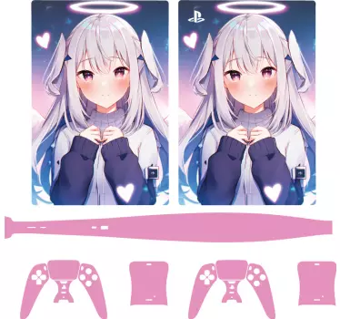Sticker Playstation 5 Fille animée - TenStickers