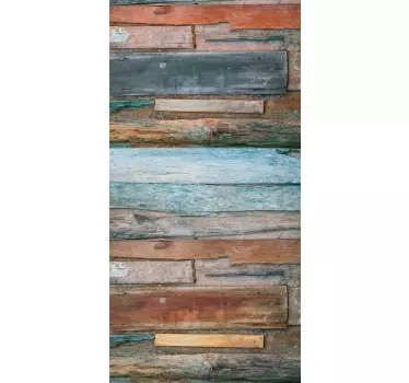 Sticker porte effet bois vieilli - TenStickers