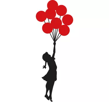 Sticker mural salon Banksy fille avec des ballons - TenStickers