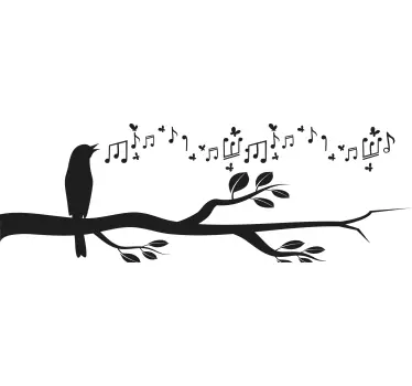 Sticker oiseau chantant sur sa branche - TenStickers