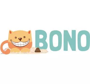 Sticker prénom chat pour boîte de litière  - TenStickers
