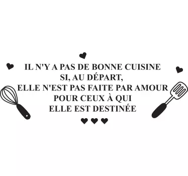Sticker citation Cuisiner avec amour - TenStickers