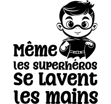 Sticker salle de bain Les superhéros se lavent les mains - TenStickers