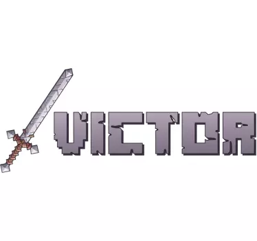 Autocollant nom jeux vidéo Épée Pixel - TenStickers