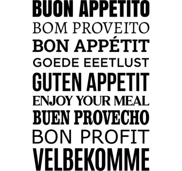 Sticker mural bon appétit différentes langues - TenStickers