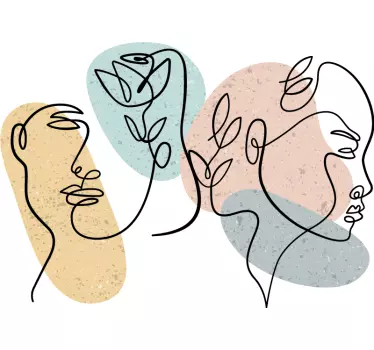 Sticker chambre visages de femmes avec traits - TenStickers