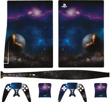 Sticker PS5 décoratif motif cosmos - TenStickers