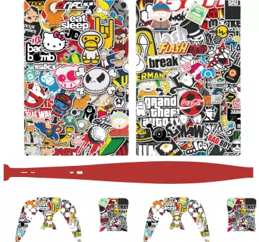 Autocollant PS5 "sticker bomb" - TenStickers
