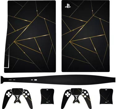 Autocollant PS5 fond polygonal doré - TenStickers