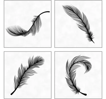 Sticker carrelage plumes noires - TenStickers