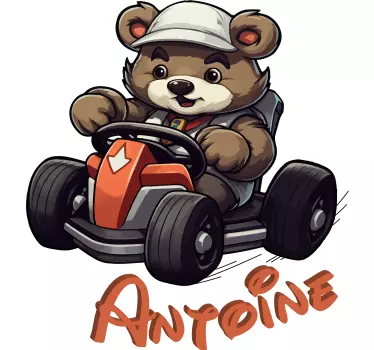 Sticker chambre enfant ours de course - TenStickers