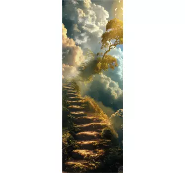 Sticker porte escalier et ciel - TenStickers