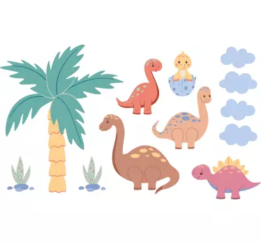 Sticker chambre enfant dinosaures mignons - TenStickers