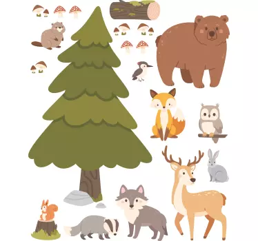 Sticker chambre enfant faune forestière - TenStickers