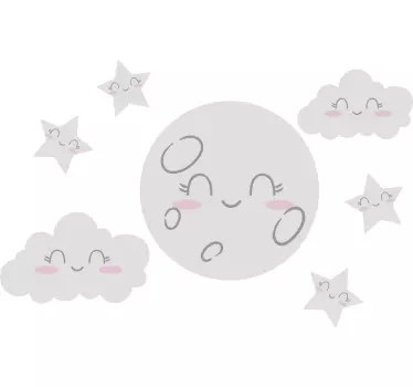Sticker espace belles étoiles et lune - TenStickers