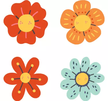 Autocollant voiture fleurs rétro - TenStickers
