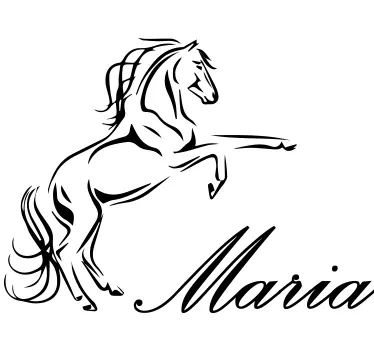 Sticker chambre ado cheval cabrant avec prénom - TenStickers
