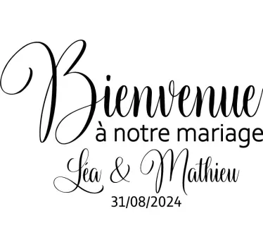 Sticker mariage bienvenue personnalisable prénoms - TenStickers