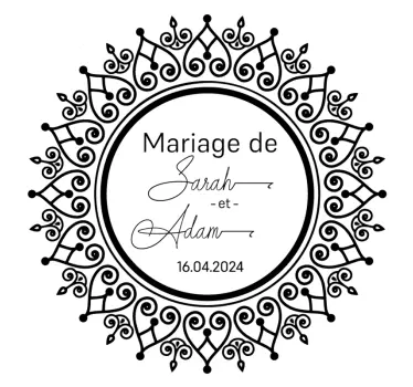 Sticker mariage mandala rond personnalisé - TenStickers