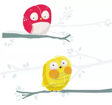 Autocollant enfant dessin oiseaux branche - TenStickers