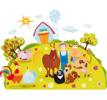 Autocollant enfant fermier heureux - TenStickers