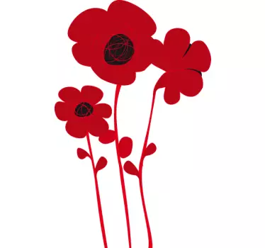 autocollant mural coquelicots asiatiques - TenStickers