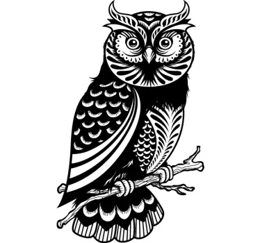 Autocollant mural dessin hibou réaliste - TenStickers