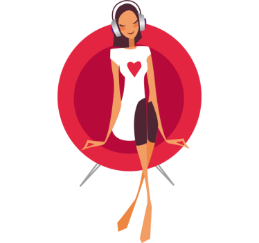 Autocollant mural femme casque musique - TenStickers