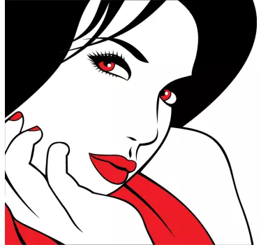 Autocollant mural femme rouge - TenStickers