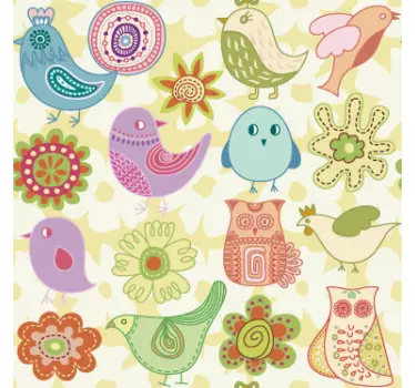 Sticker Enfant Oiseaux Colorés - TenStickers