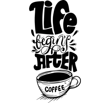 Sticker Maison Life Begins After Coffee - TenStickers
