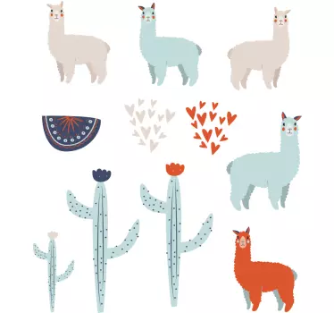 Sticker Maison Llamas Mignons - TenStickers