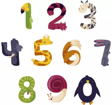 Sticker Maison Numéros avec Animaux - TenStickers