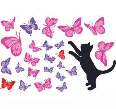 Sticker chat et papillons - TenStickers