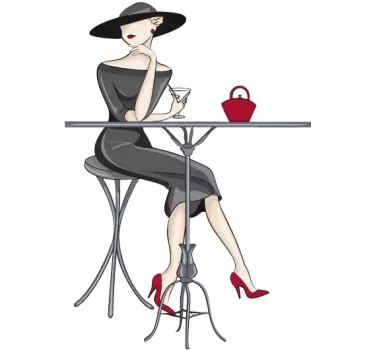 Sticker cocktail femme elegante - TenStickers