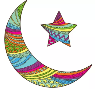 Sticker croissant étoile couleurs - TenStickers