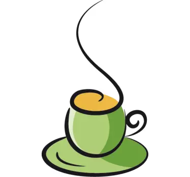 Sticker cuisine illustration tasse café verte - TenStickers