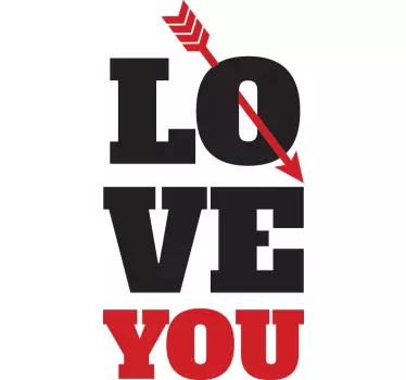 Sticker décoratif I love you texte flèche - TenStickers